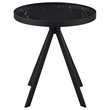 Pemberly Row Round Marble Printed Glass Top End Table in Black