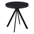 Pemberly Row Round Marble Printed Glass Top End Table in Black
