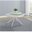 Pemberly Row Round Marble Printed Glass Top Coffee Table in White