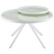 Pemberly Row Round Marble Printed Glass Top Coffee Table in White