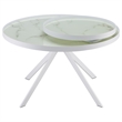 Pemberly Row Round Marble Printed Glass Top Coffee Table in White