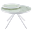 Pemberly Row Round Marble Printed Glass Top Coffee Table in White