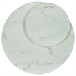 Pemberly Row Round Marble Printed Glass Top Coffee Table in White