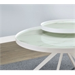 Pemberly Row Round Marble Printed Glass Top Coffee Table in White