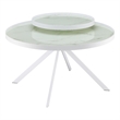Pemberly Row Round Marble Printed Glass Top Coffee Table in White