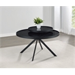 Pemberly Row Round Marble Printed Glass Top Coffee Table in Black