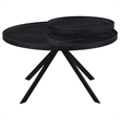 Pemberly Row Round Marble Printed Glass Top Coffee Table in Black