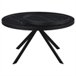 Pemberly Row Round Marble Printed Glass Top Coffee Table in Black