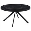 Pemberly Row Round Marble Printed Glass Top Coffee Table in Black