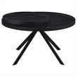 Pemberly Row Round Marble Printed Glass Top Coffee Table in Black
