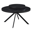 Pemberly Row Round Marble Printed Glass Top Coffee Table in Black