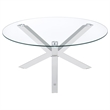 Pemberly Row Round Tempered Glass Top Cocktail Coffee Table in Chrome
