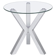 Pemberly Row Round Tempered Glass Top End Side Table in Chrome