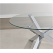 Pemberly Row Round Tempered Glass Top End Side Table in Chrome