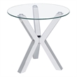 Pemberly Row Round Tempered Glass Top End Side Table in Chrome