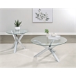 Pemberly Row 2-piece Round Glass Coffee and End Table Set in Chrome