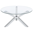 Pemberly Row 2-piece Round Glass Coffee and End Table Set in Chrome