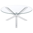Pemberly Row 2-piece Round Glass Coffee and End Table Set in Chrome