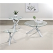 Pemberly Row 3-piece Round Glass Coffee and End Table Set in Chrome