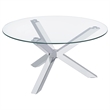 Pemberly Row 3-piece Round Glass Coffee and End Table Set in Chrome