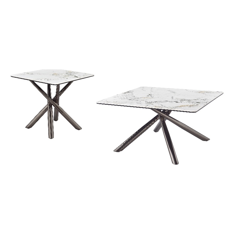 Pemberly Row 2-piece Square Coffee and End Table Set in Mirage White