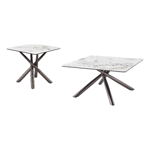 Pemberly Row 2-piece Square Coffee and End Table Set in Mirage White