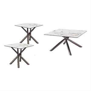Pemberly Row 3-piece Square Coffee and End Table Set in Mirage White