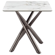 Pemberly Row Square Sintered Stone End Side Table in Mirage White
