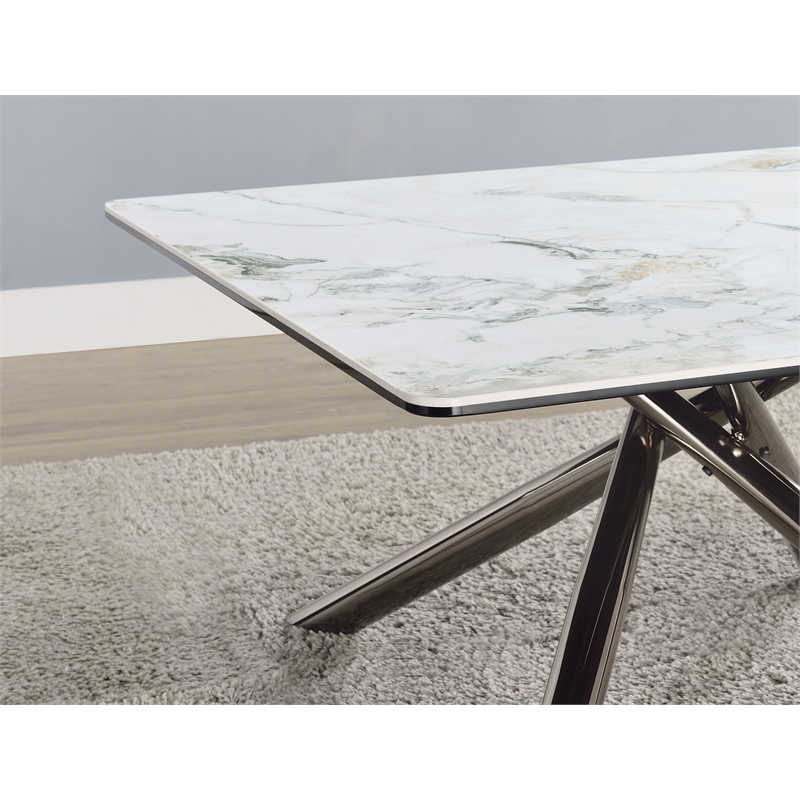 Pemberly Row Square Sintered Stone End Side Table in Mirage White