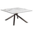 Pemberly Row Square Sintered Stone Top Coffee Table in Mirage White