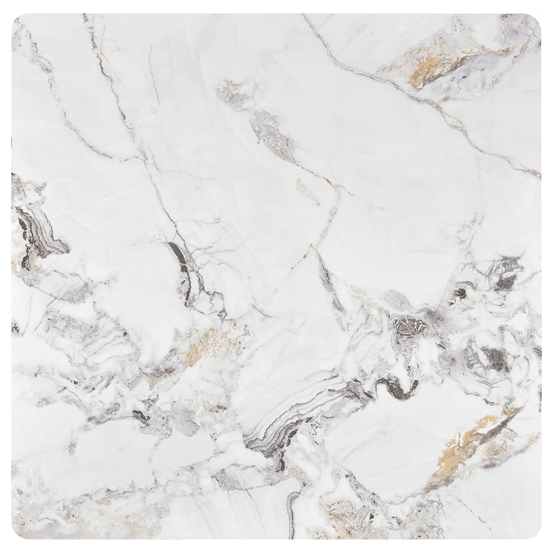 Pemberly Row Square Sintered Stone Top Coffee Table in Mirage White