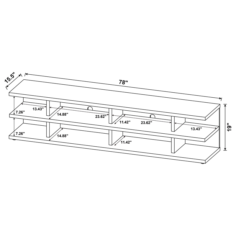 Pemberly Row 78-inch 2-tier TV Stand and Media Console in Black