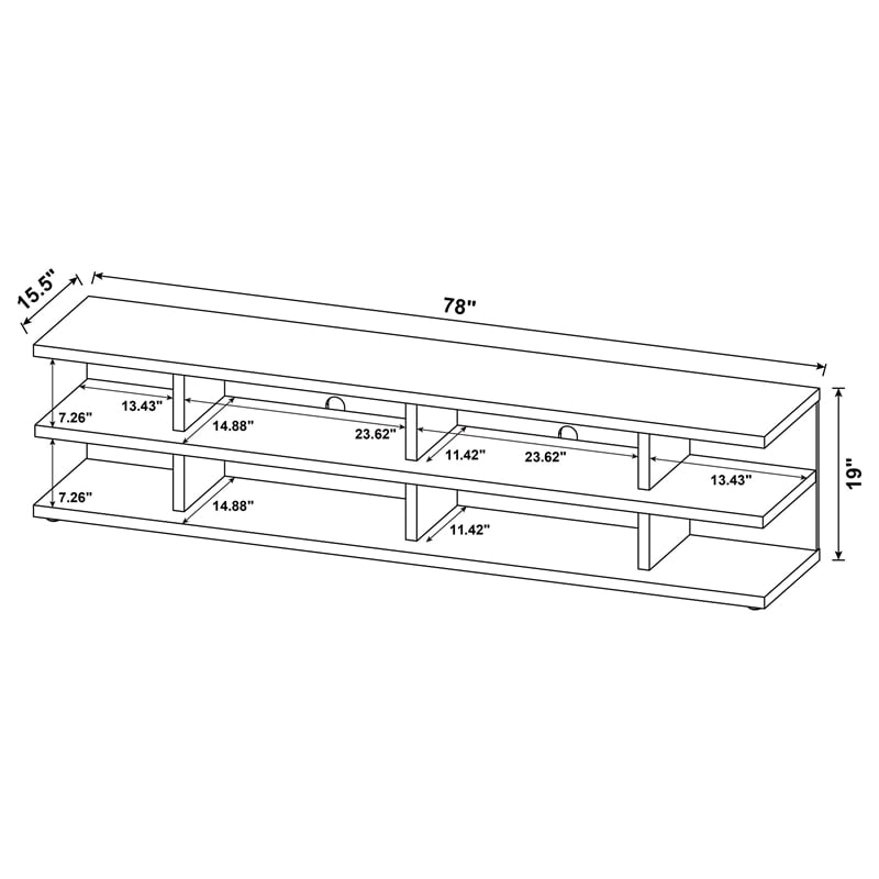 Pemberly Row 78-inch 2-tier TV Stand and Media Console in Mango