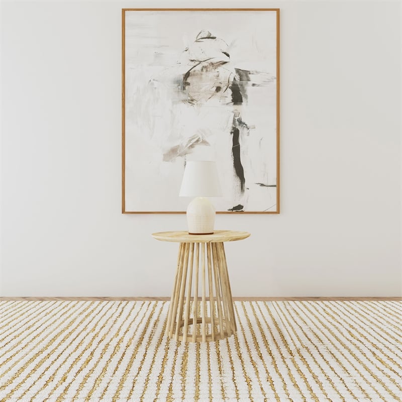 Pemberly Row Round Solid Wood End Side Table in Natural Mango