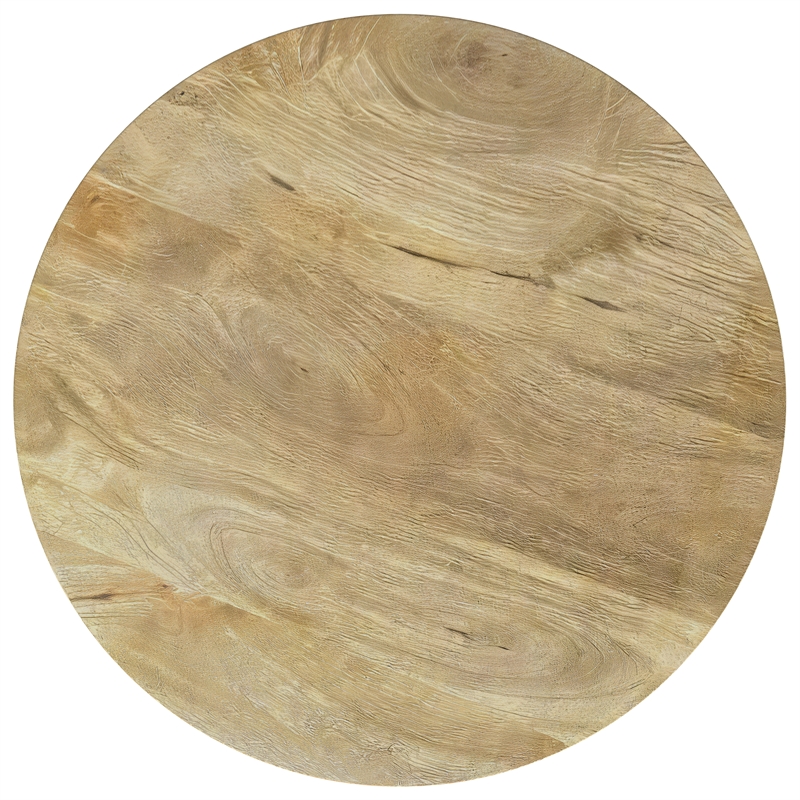 Pemberly Row Round Solid Wood End Side Table in Natural Mango