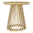 Pemberly Row Round Solid Wood End Side Table in Natural Mango