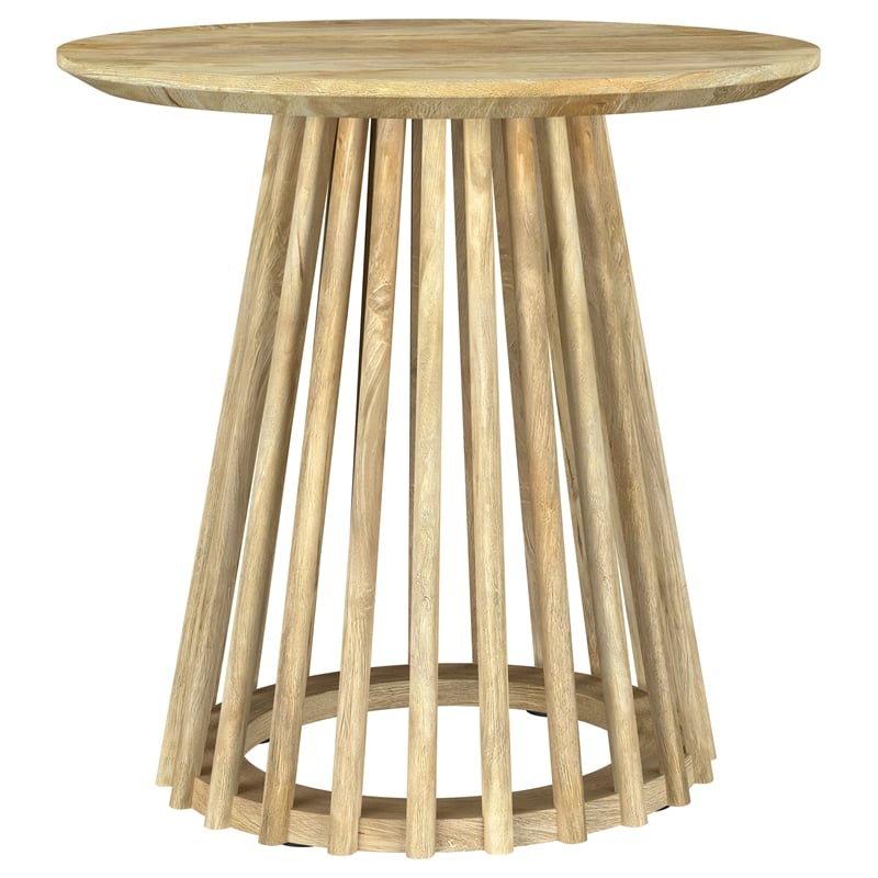 Pemberly Row 2-piece Round Coffee and End Table Set in Natural Mango