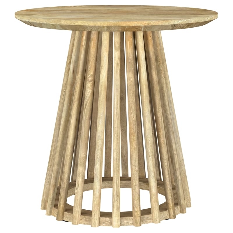 Pemberly Row 2-piece Round Coffee and End Table Set in Natural Mango