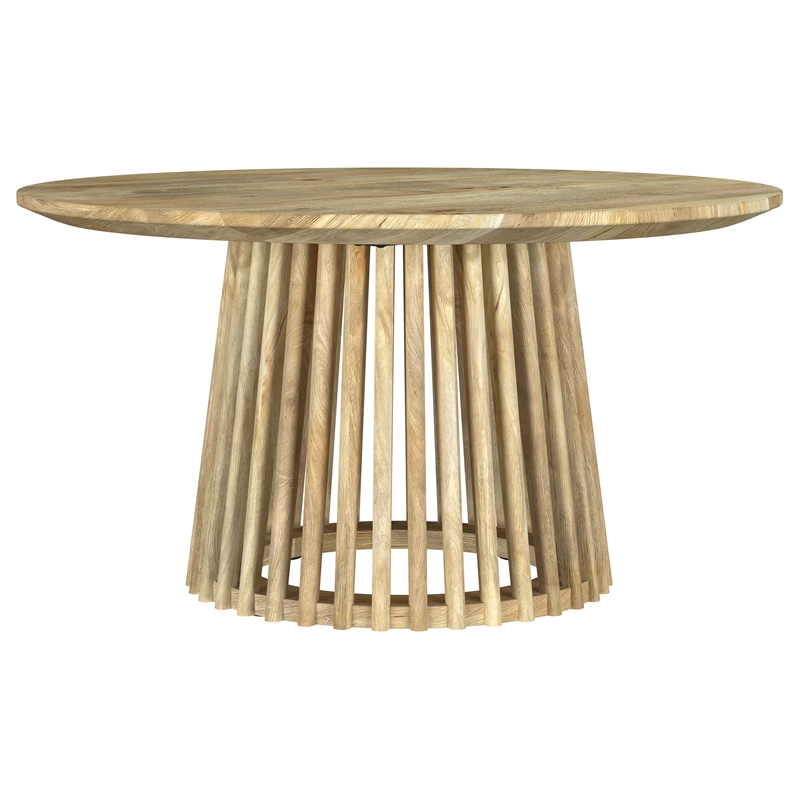 Pemberly Row 2-piece Round Coffee and End Table Set in Natural Mango