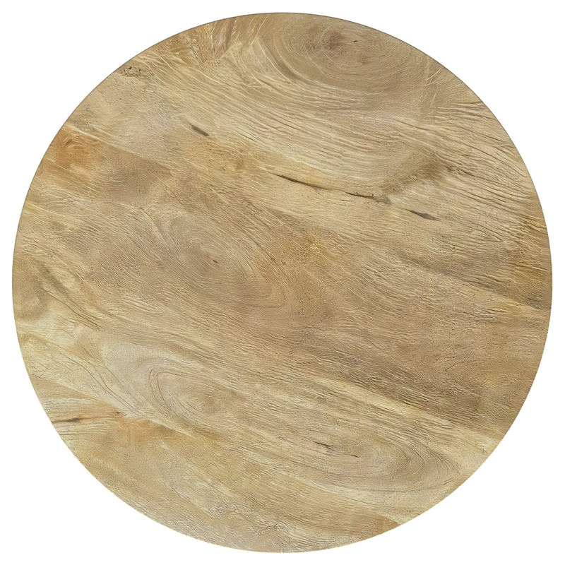 Pemberly Row 3-piece Round Coffee and End Table Set in Natural Mango