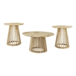 Pemberly Row 3-piece Round Coffee and End Table Set in Natural Mango