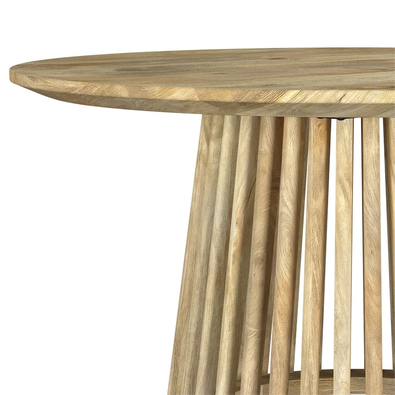 Pemberly Row Round Solid Wood Cocktail Coffee Table in Natural Mango