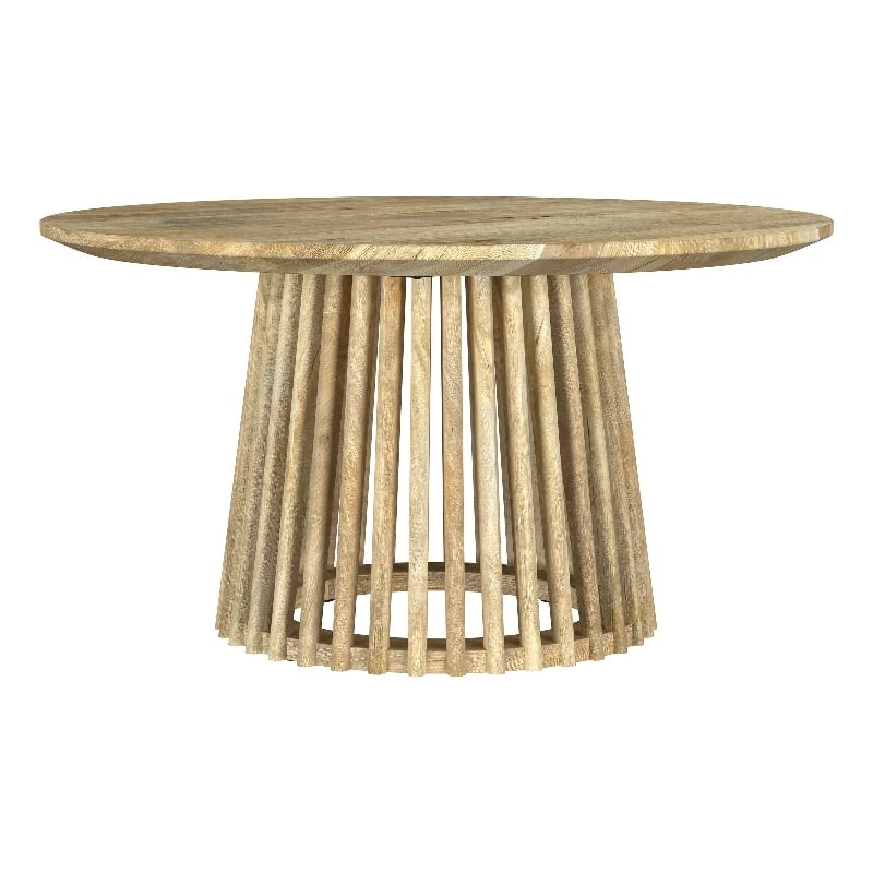 Pemberly Row Round Solid Wood Cocktail Coffee Table in Natural Mango