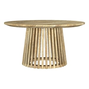 Pemberly Row Round Solid Wood Cocktail Coffee Table in Natural Mango