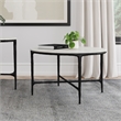 Pemberly Row Round Genuine Marble Top Metal Coffee Table in White