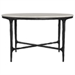 Pemberly Row Round Genuine Marble Top Metal Coffee Table in White