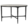 Pemberly Row Round Genuine Marble Top Metal Coffee Table in White