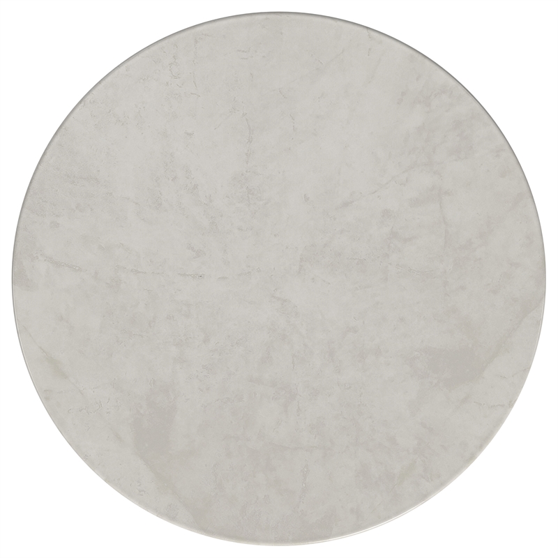 Pemberly Row Round Genuine Marble Top Metal Coffee Table in White