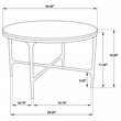 Pemberly Row Round Genuine Marble Top Metal Coffee Table in White