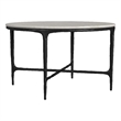 Pemberly Row Round Genuine Marble Top Metal Coffee Table in White